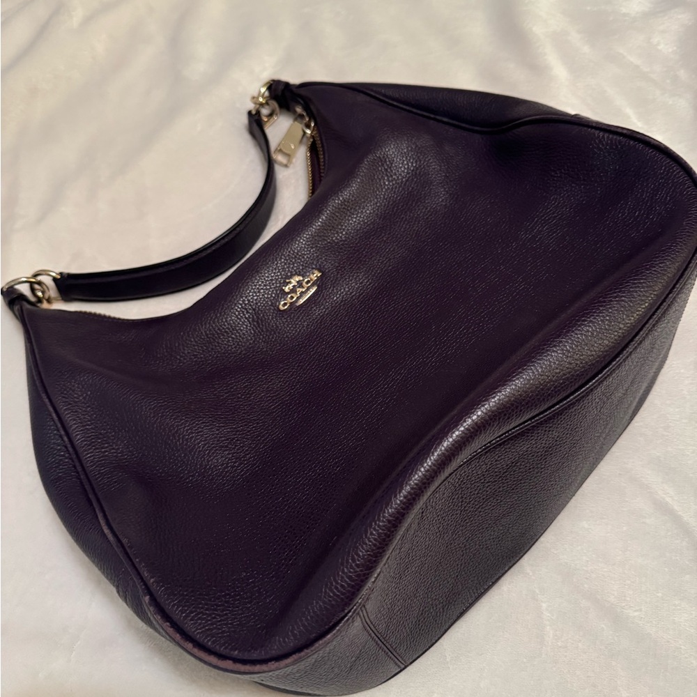 Coach Dark Purple Leather Hobo Bag
